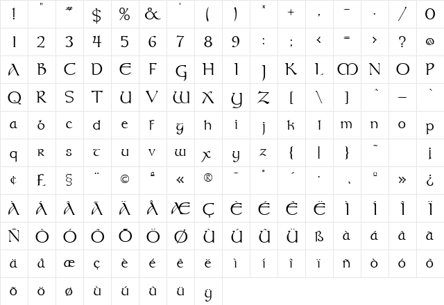 Mouth Regular font glyphpreview