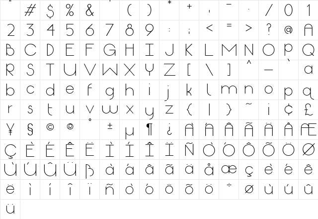 Origin Light Light font glyphpreview