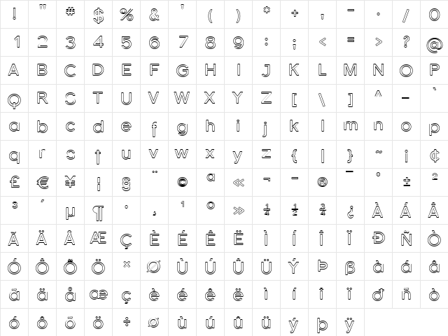 Florencesans Outline Regular font glyphpreview