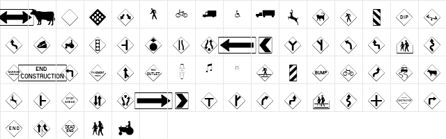Road Warning Sign Medium font glyphpreview