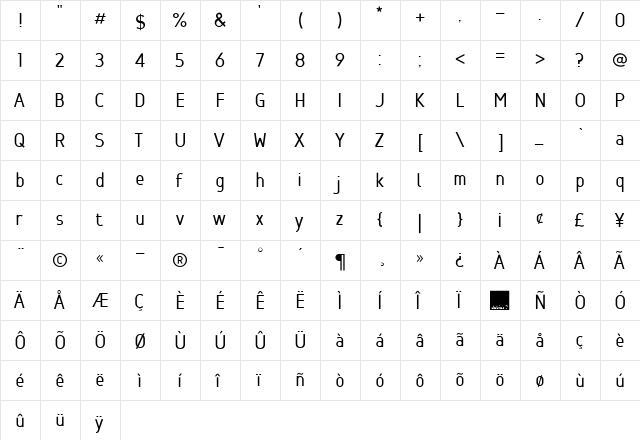 Min Regular font glyphpreview