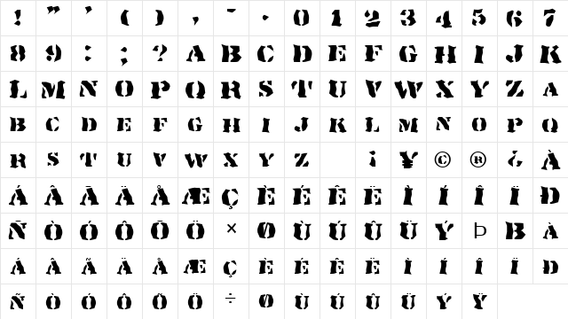 FZ WACKY 17 Normal font glyphpreview
