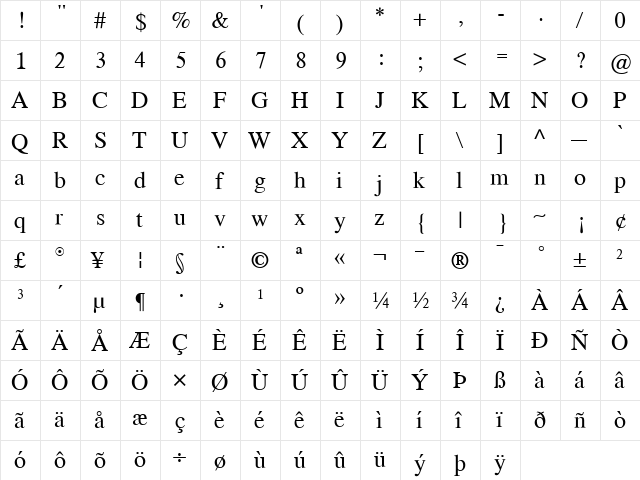Kliment Std Regular font glyphpreview