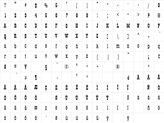 Old-Town Regular font glyphpreview