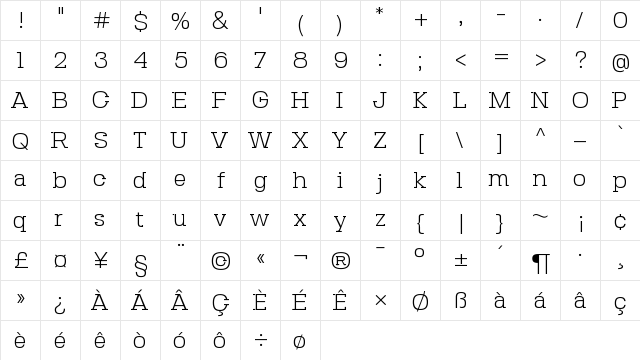 Seb Slab Light Regular font glyphpreview
