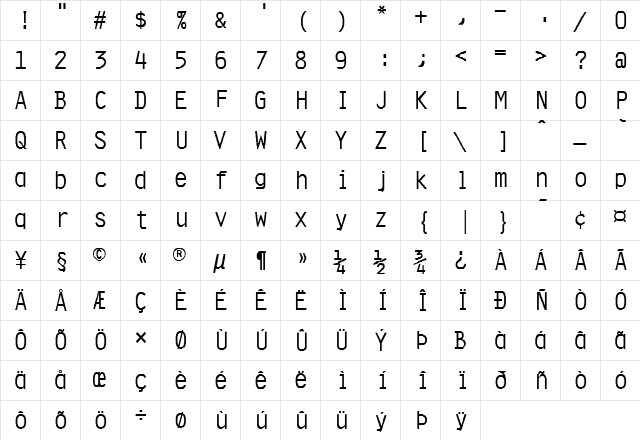 FZ DIGITAL 4 Normal font glyphpreview