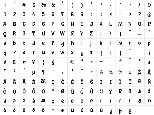 Akimbo Regular font glyphpreview