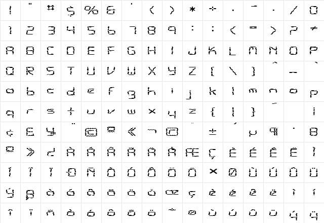 FZ DIGITAL 10 WAVEY EX Normal font glyphpreview