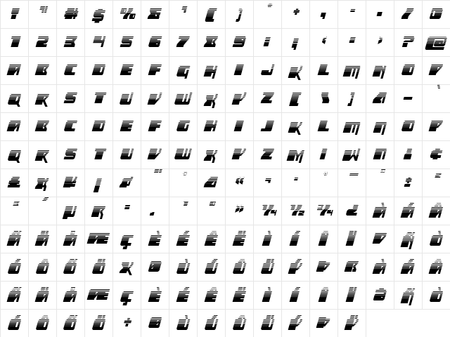 Space Runner Halftone Italic Regular font glyphpreview