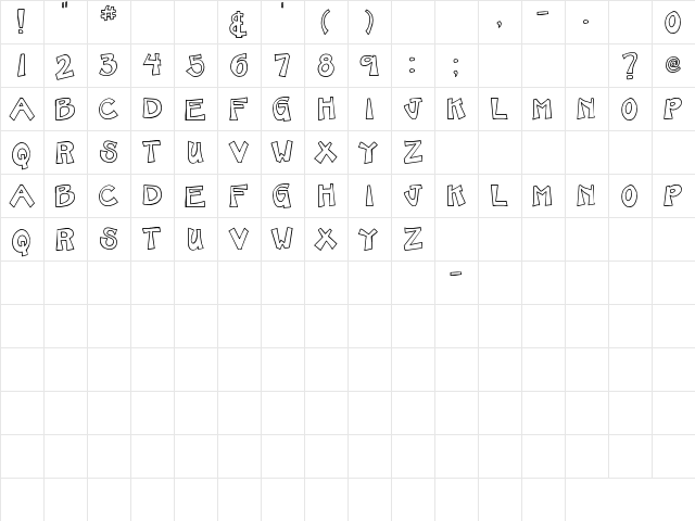 SBC Karen Bear Outline Regular font glyphpreview