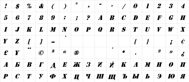 Stencil Italic font glyphpreview