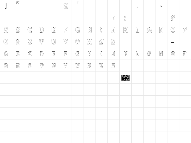 BrashCapsOutline Regular font glyphpreview