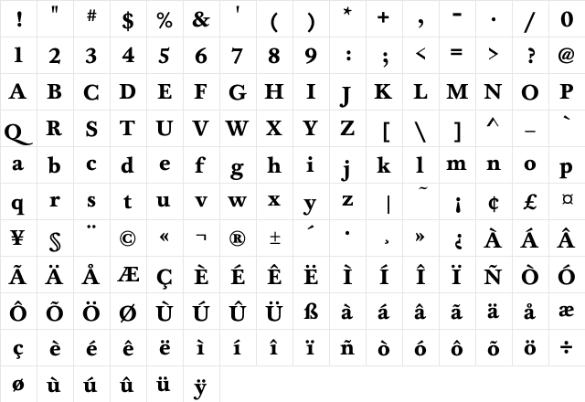 FoundryWilson Bold font glyphpreview