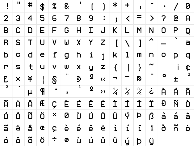 monoMMM_5 Regular font glyphpreview