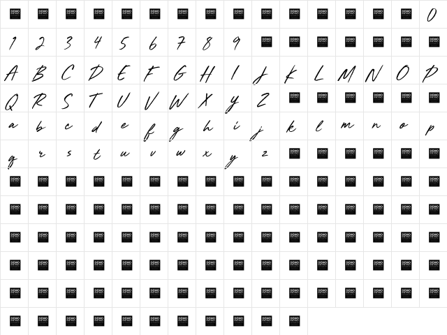 Mighty River - Demo Regular font glyphpreview