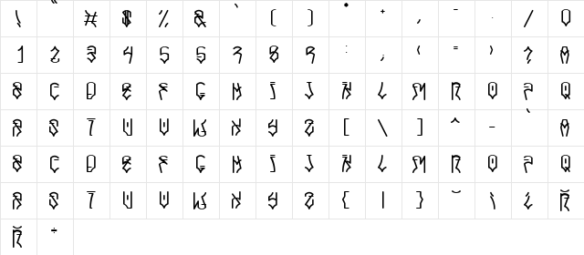 Caracas Regular font glyphpreview