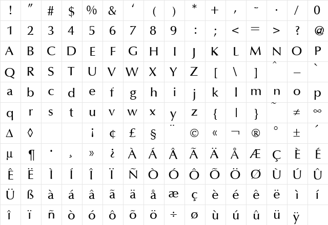 OpusTwoMedium Regular font glyphpreview