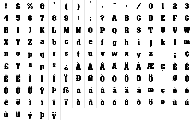 AcmeFont Regular font glyphpreview