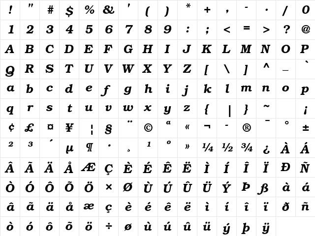 ITC Bookman Std Demi Italic font glyphpreview