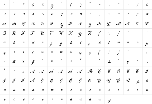 DahlingScriptSSK Regular font glyphpreview
