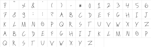 Scribble On The Bus Regular font glyphpreview