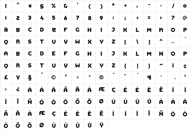 Pullman Normal font glyphpreview