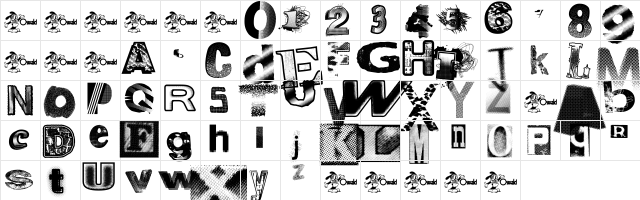 Xerographer Fonts Medium font glyphpreview