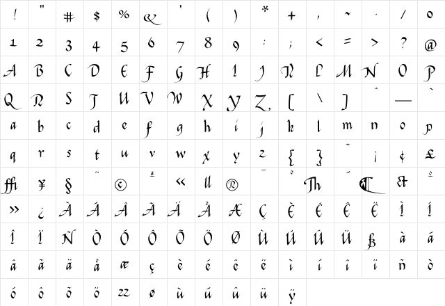 Flourish Regular font glyphpreview