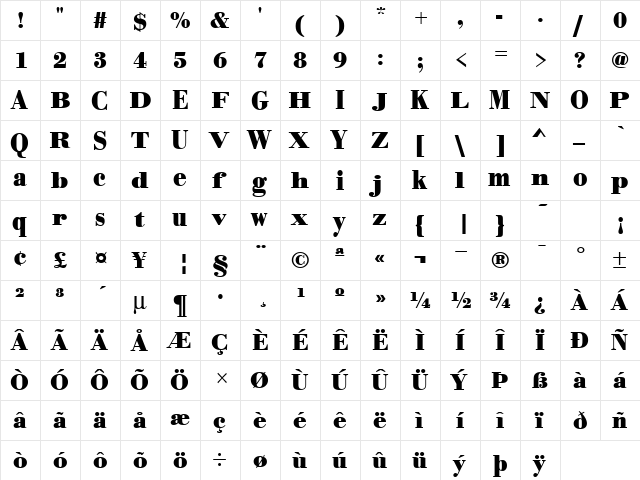 United Regular font glyphpreview