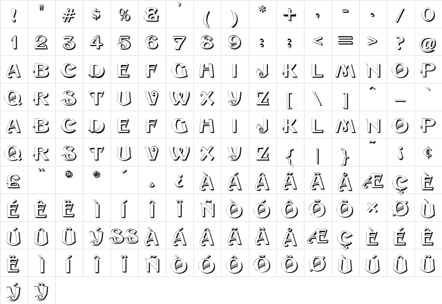 Sesame Shadow Regular font glyphpreview