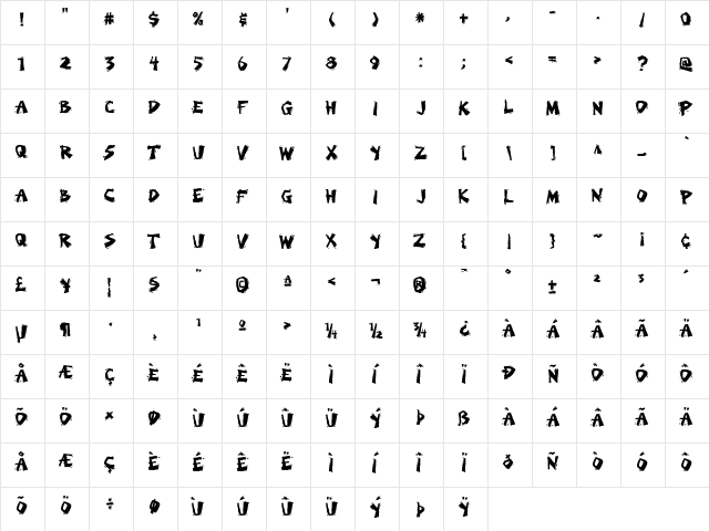 TapeHead AOE Regular font glyphpreview