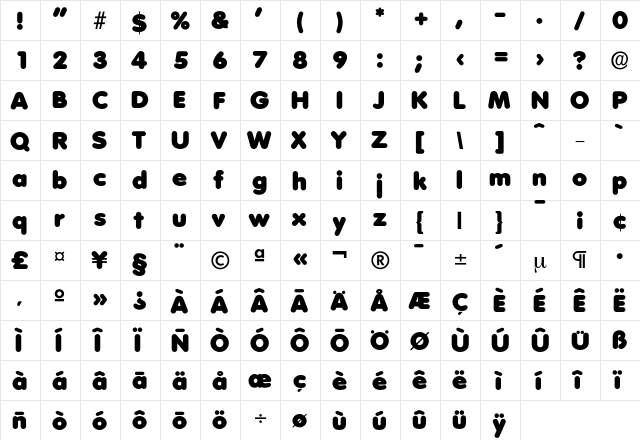 Volkswagen-Heavy Regular font glyphpreview
