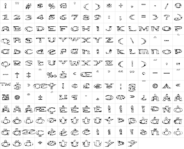 Extrano - Vaca Regular font glyphpreview