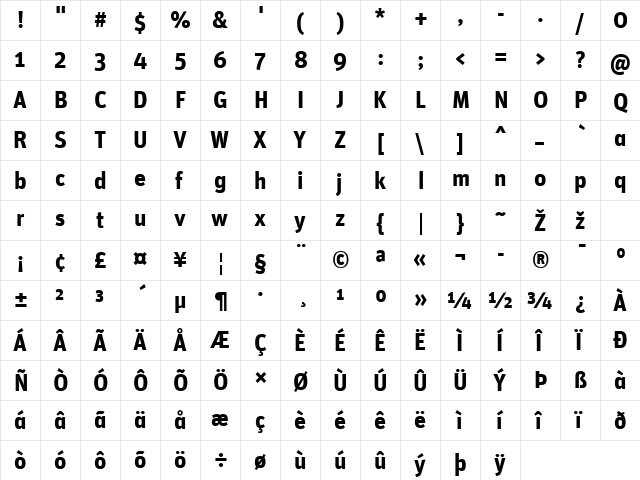 Unit-BoldAlternate Regular font glyphpreview