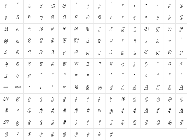 Horroween Outline Italic Outline Italic font glyphpreview