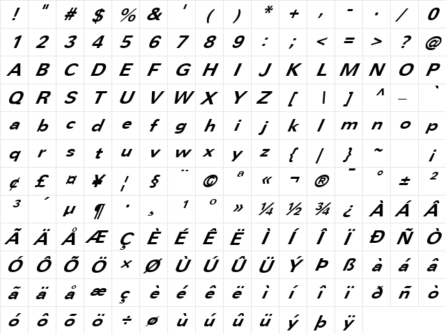 FZ BASIC 57 ITALIC Normal font glyphpreview