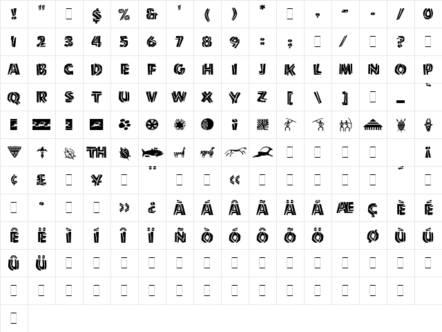 Shaman LET Plain font glyphpreview