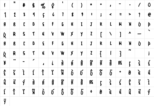 Elusive Regular font glyphpreview