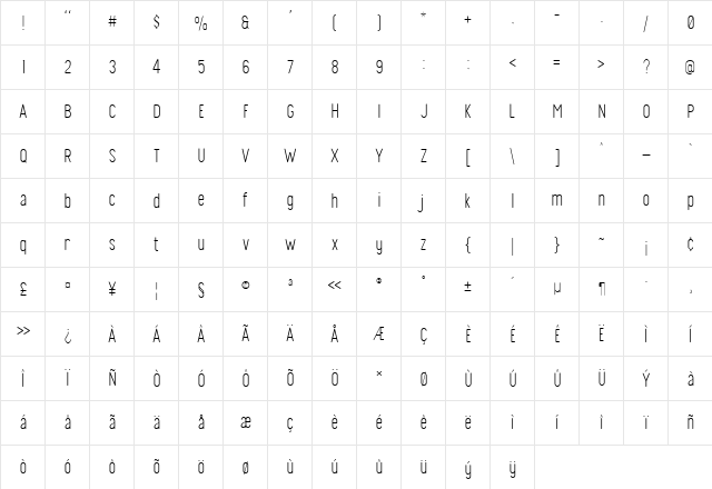 Finland Rounded Thin Regular font glyphpreview
