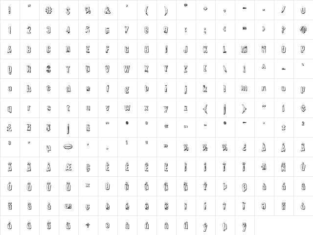 Quarrystone 3D Regular font glyphpreview