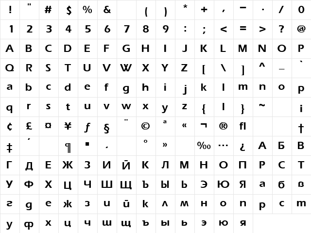 ErikaC Regular font glyphpreview