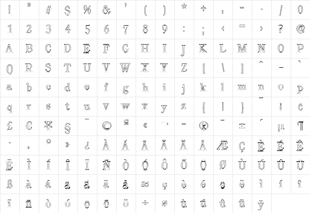 DanielBeckerOutline-ExtraLight Regular font glyphpreview