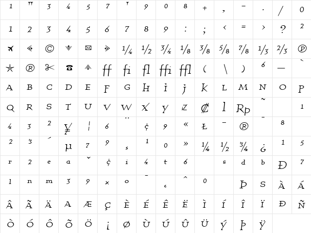 QuartetFractionsRegular Regular font glyphpreview