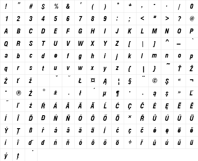 NimbusSanDEECon Bold Italic font glyphpreview