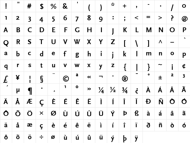 Scala Sans Bold font glyphpreview