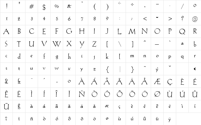 Turnham Regular font glyphpreview