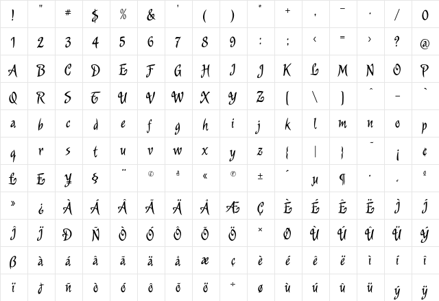 Murga Regular font glyphpreview
