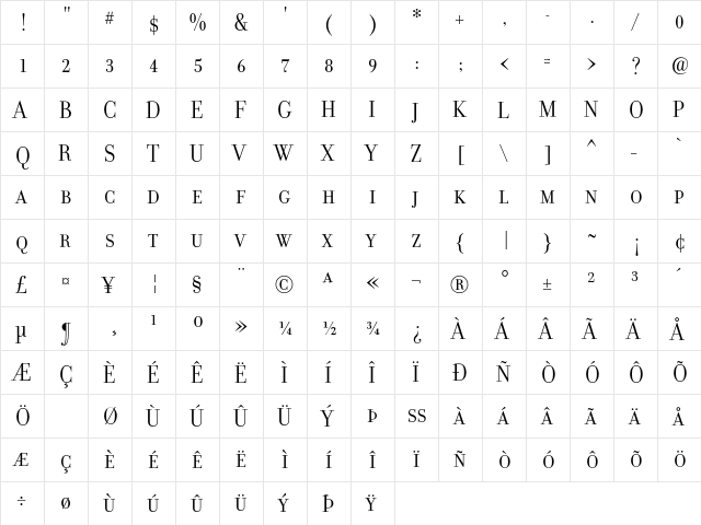 FilosofiaGrandCaps Regular font glyphpreview