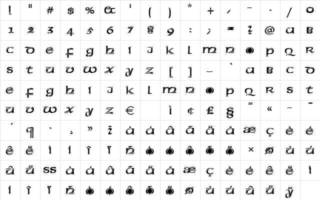 AmericanUncDIn1 Regular font glyphpreview