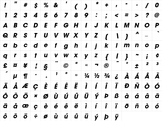 ITC Avant Garde Gothic Bold Oblique font glyphpreview